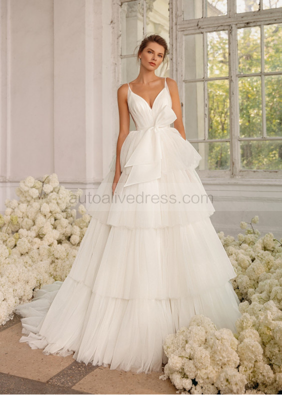 Ivory Glitter Tulle Ruffle Elegant Wedding Dress Ivory Glitter Tulle Ruffle Elegant Wedding Dress